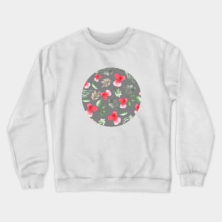 Pansies | Watercolor | Pattern | Grey Crewneck Sweatshirt